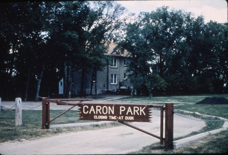 File:Sign in front of the Caron House and Park in Charleswood, Winnipeg, Manitoba.jpg